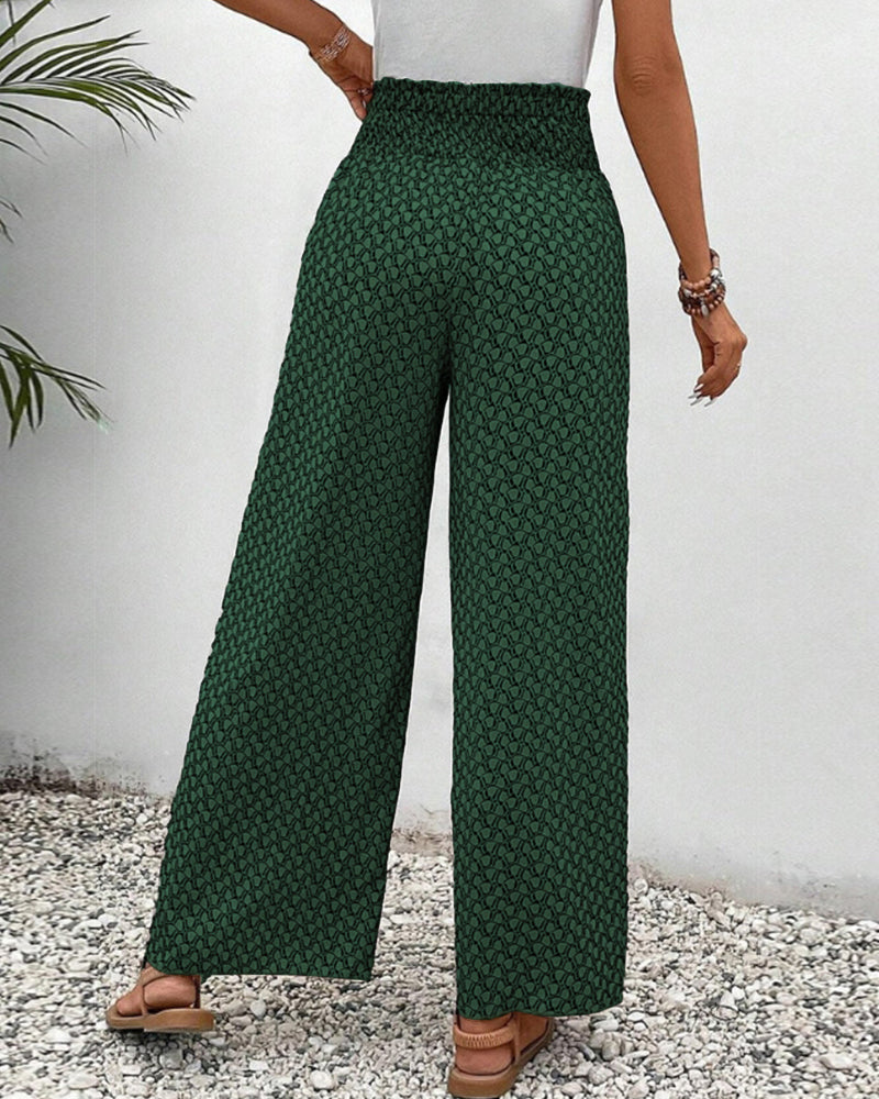 Elastische broek met wijde pijpen - Susana