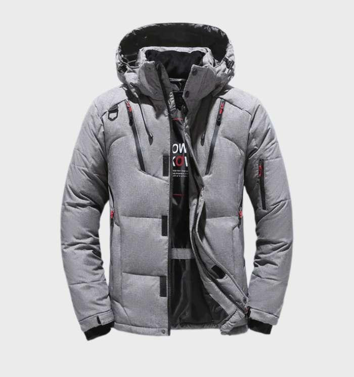 Lance - winter warme gewatteerde bubble puffer jas met capuchon en combinatie van rits en knopen sluiting