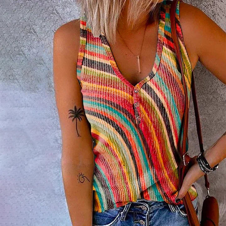 Corinne | Gebreid gestreept tanktop