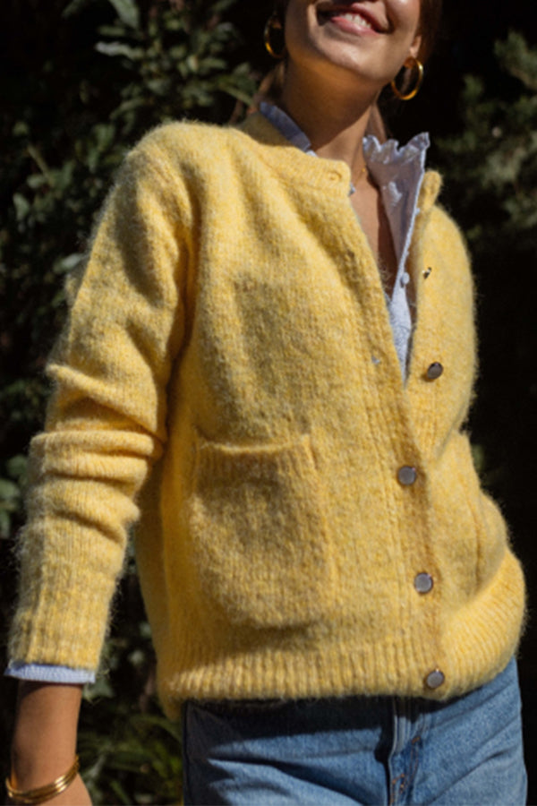 Ronde Hals Cardigan met Losse Pasvorm
