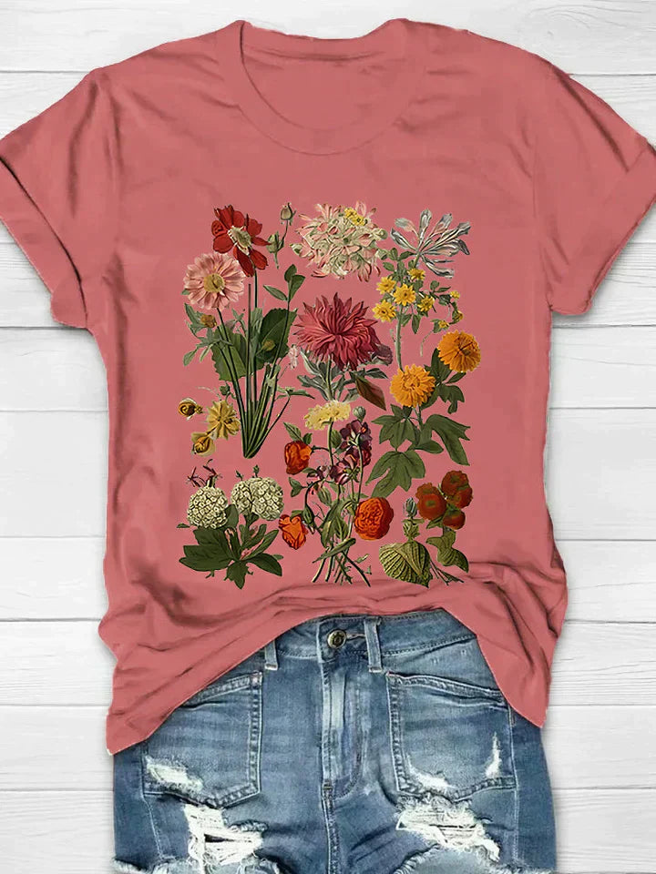 Mona - Vintage Bloemenprint Dames T-shirt