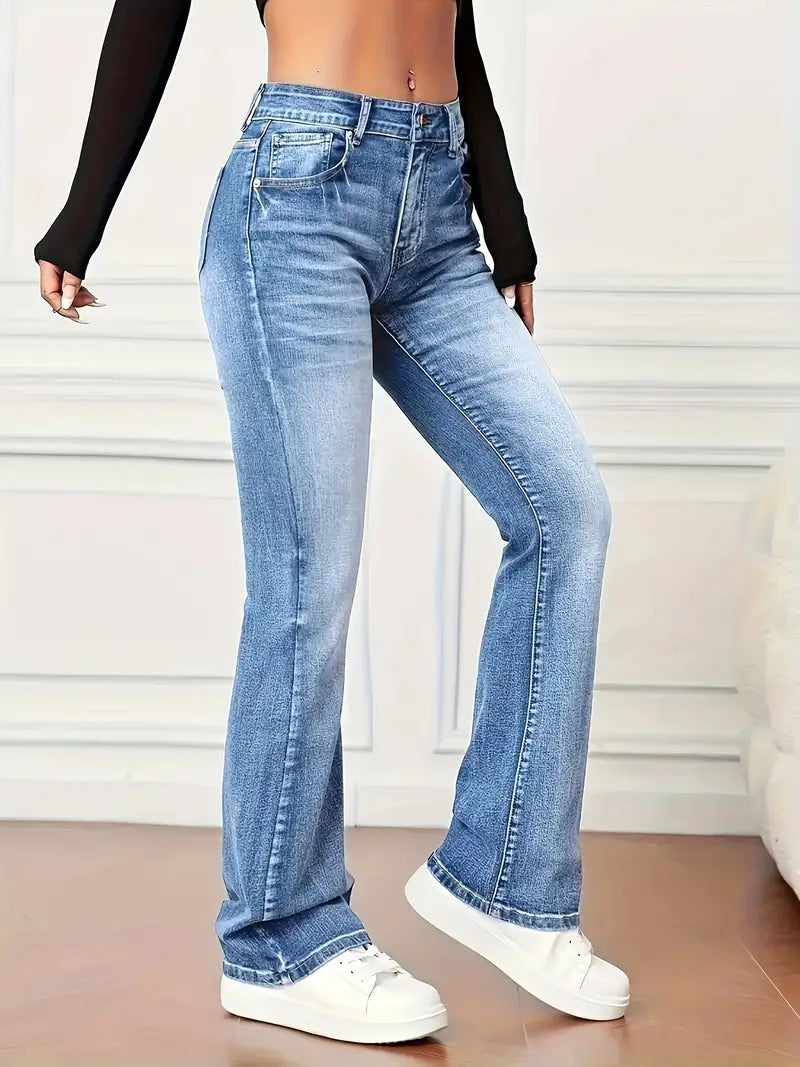 Vintage look flared jeans met stretch
