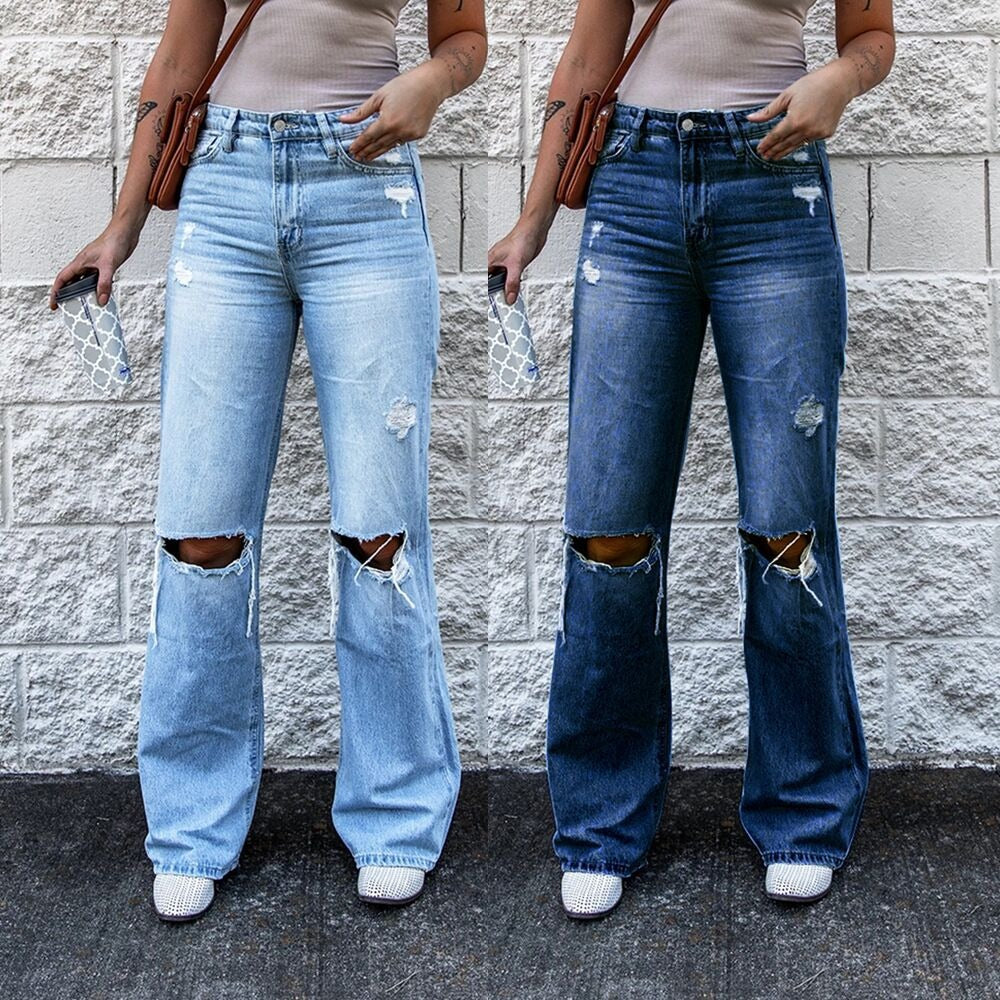 Lara | hoge taille vintage gescheurde jeans