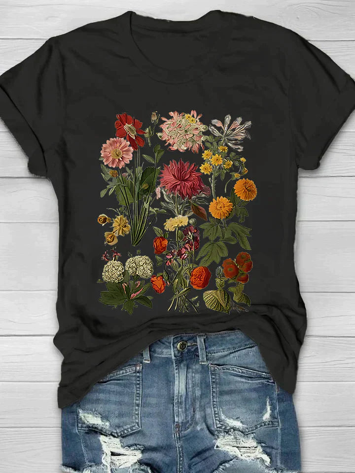 Mona - Vintage Bloemenprint Dames T-shirt