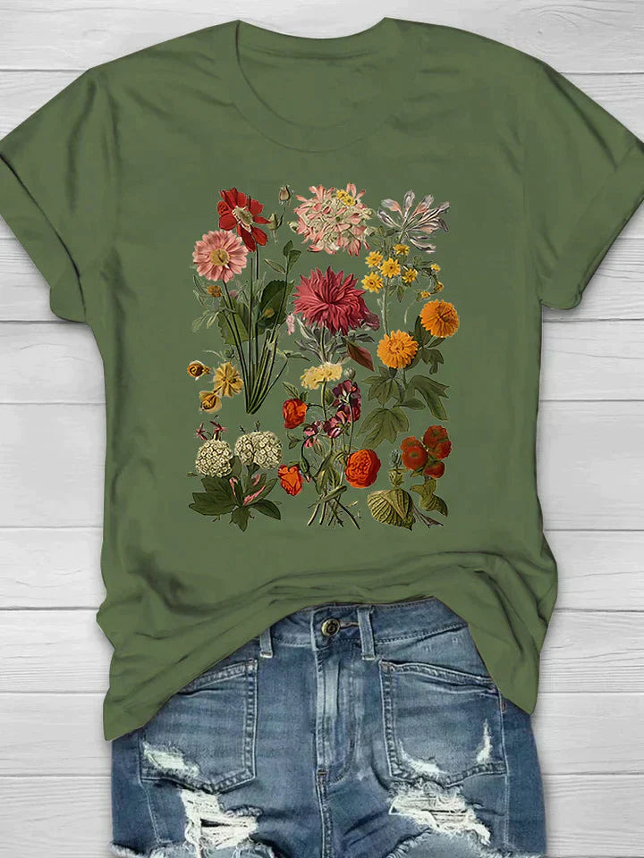 Mona - Vintage Bloemenprint Dames T-shirt