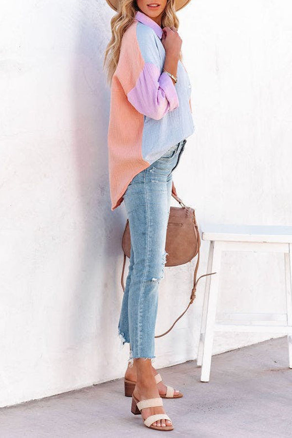 Mara | Casual Overhemd met Kleurcontrast