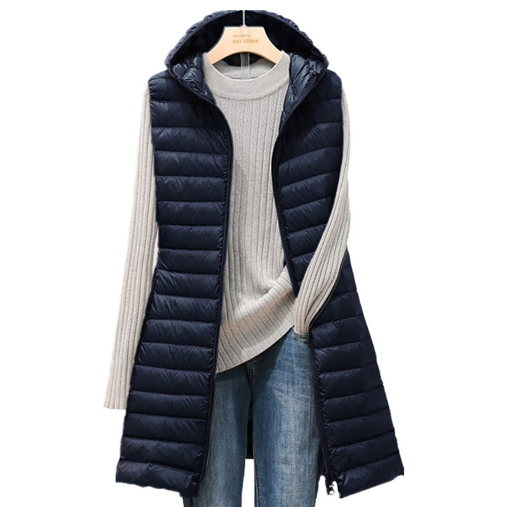 Fiona Lange Bodywarmer | Comfortabele, elegante, lange gevoerde jas