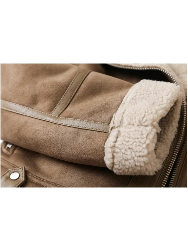 Lea - Chique Winter Lapel Kraag Fleece Gevoerde Bikerjas met Rits voor Vrouwen