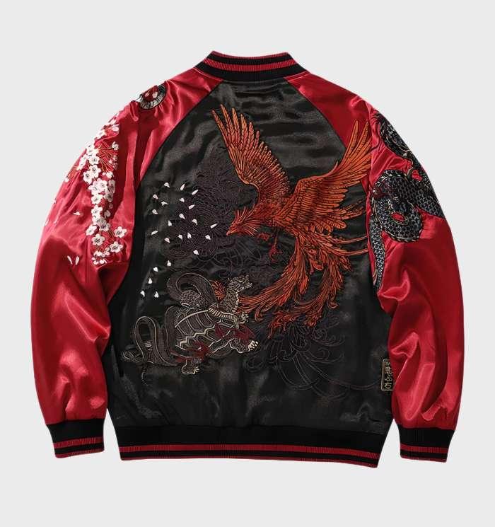 Nicholas - sportjack bedrukt met vier legendarische wezens met ritssluiting