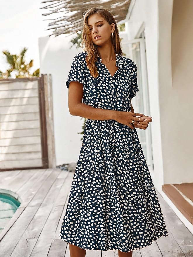 Naomi - Elegante Midi Jurk met Korte Mouwen