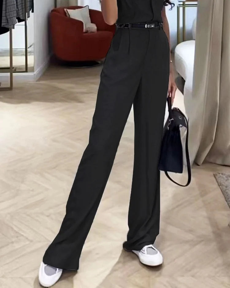 Lisa | Elegante Set met effen overhemd en broek