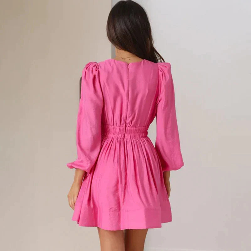 Lori - Comfortabele Mini Jurk met V-hals voor Dames