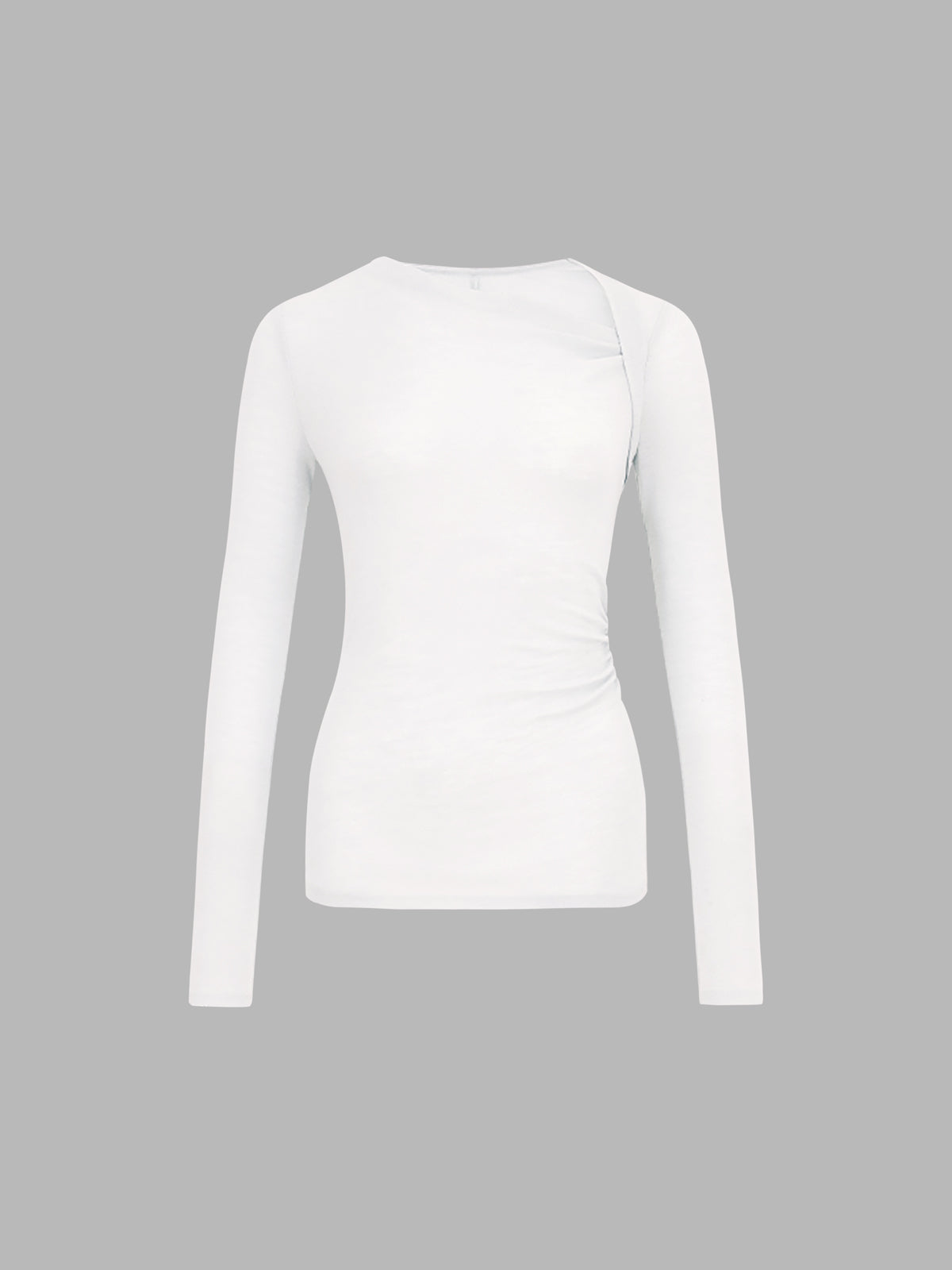 BEAUVOGUE - Geribd gebreid asymmetrisch shirt met lange mouwen