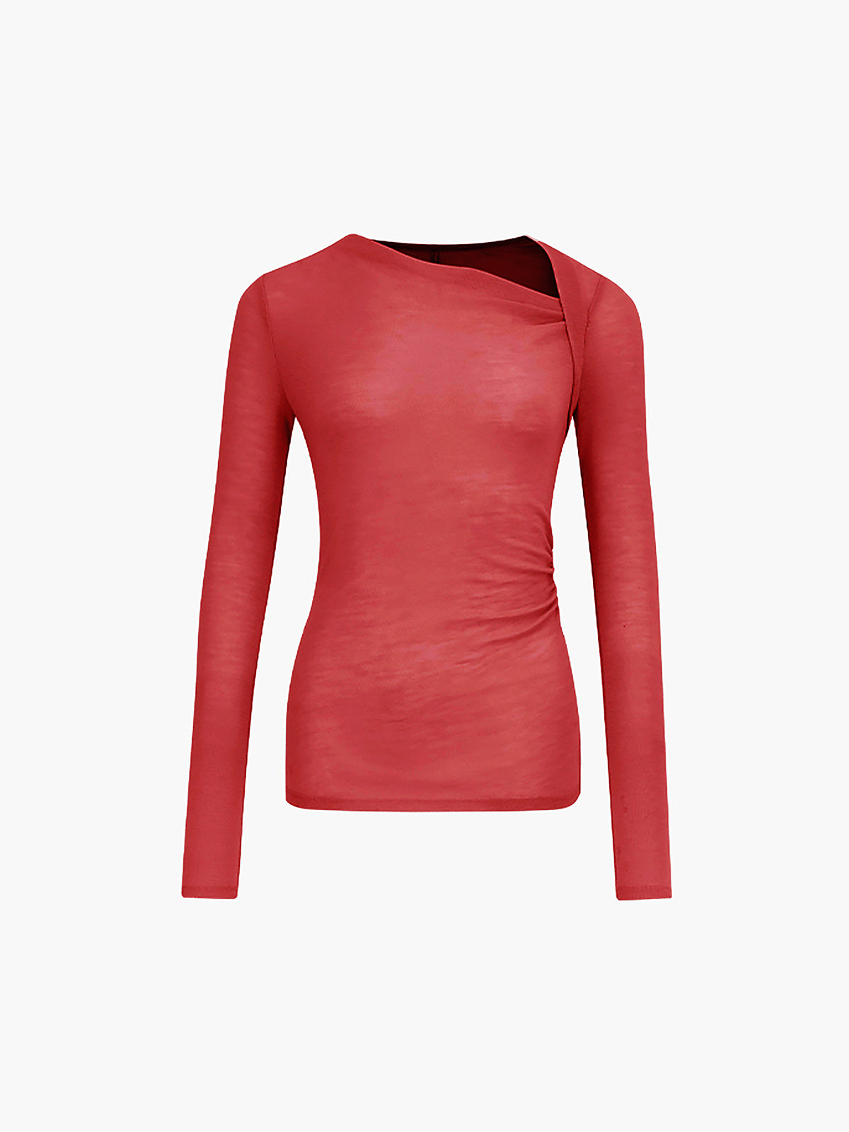 BEAUVOGUE - Geribd gebreid asymmetrisch shirt met lange mouwen