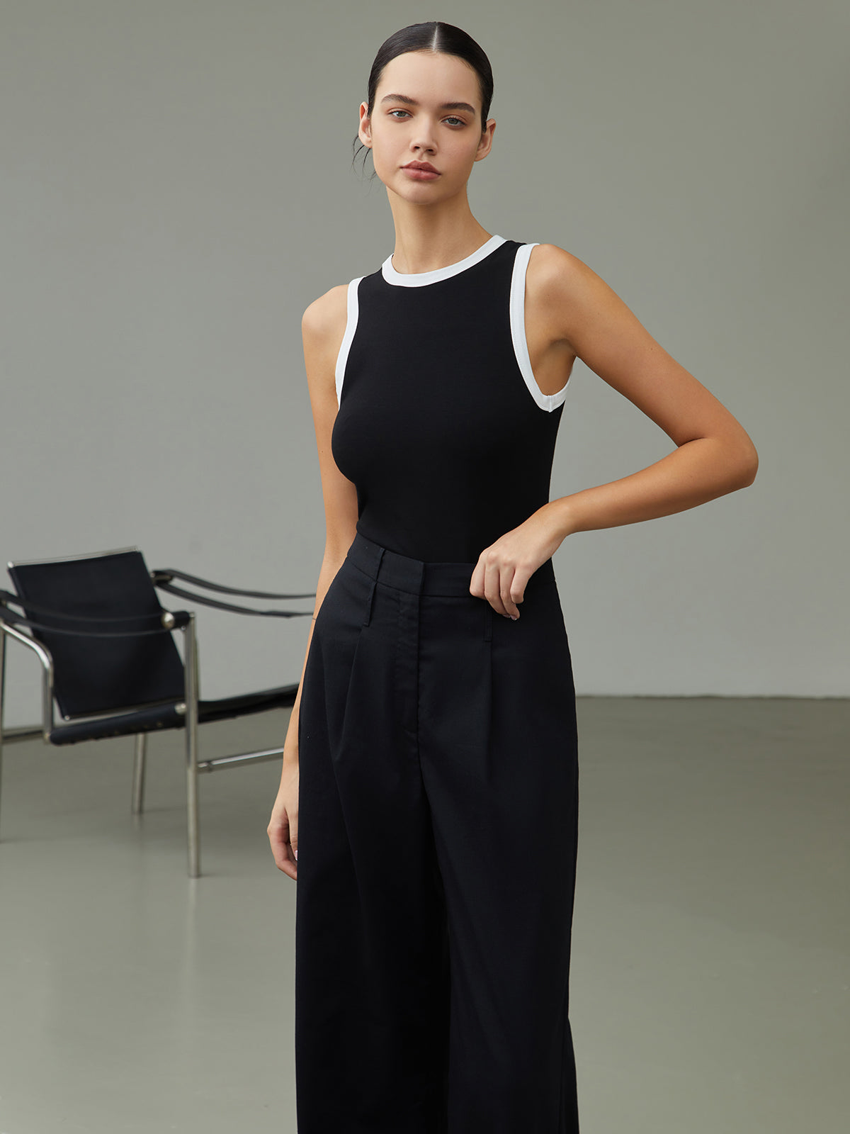 Elise | mouwloos contrasterend tanktop
