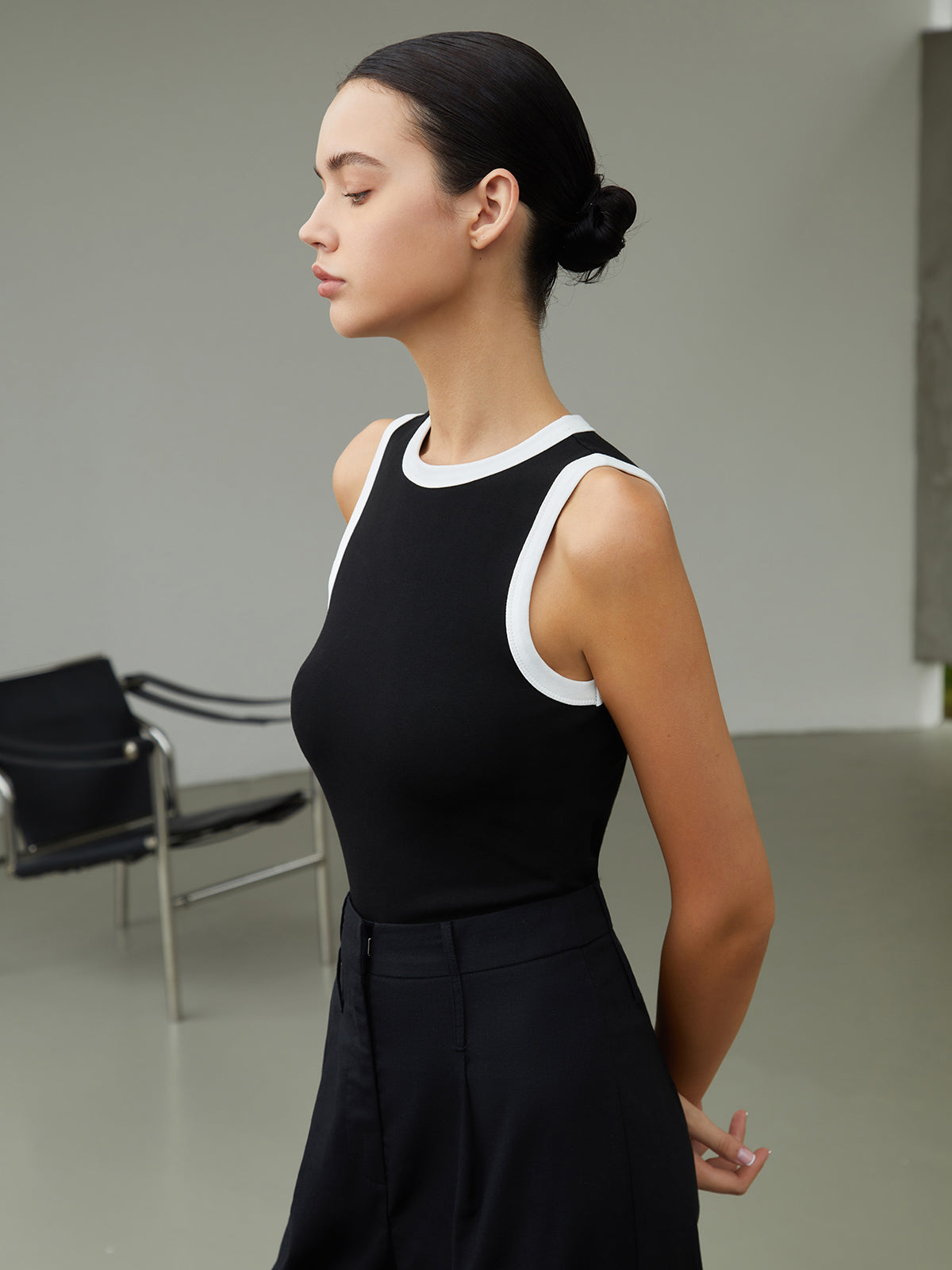 Elise | mouwloos contrasterend tanktop