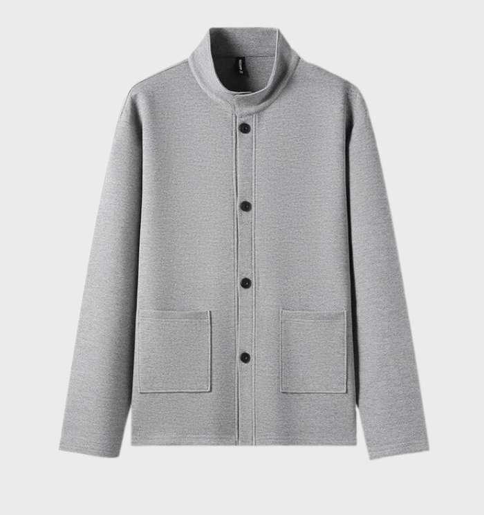 Bruce - eenvoudig effen jack met opstaande kraag, zakken en knoopsluiting