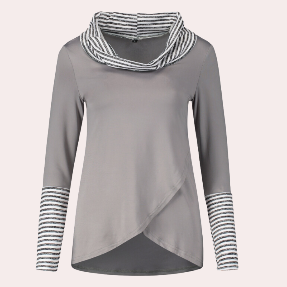 Charleen - Dames Top met overlappend zoom en lange mouwen
