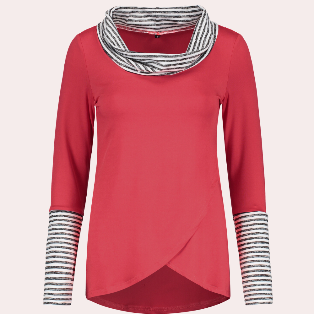 Charleen - Dames Top met overlappend zoom en lange mouwen