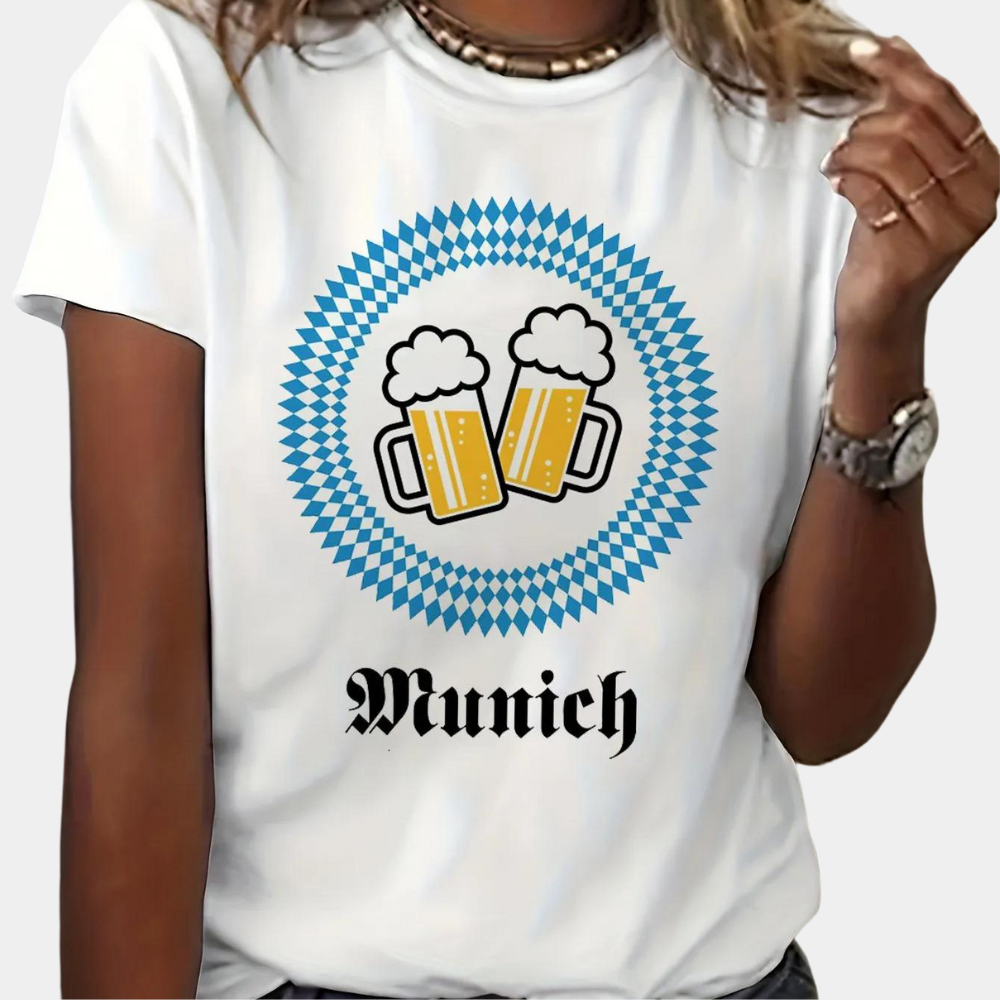 Dossie - Dames Oktoberfest Shirt met Ronde Hals
