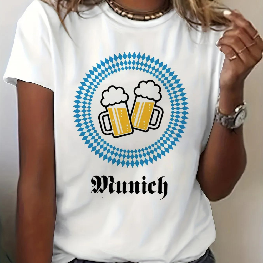 Dossie - Dames Oktoberfest Shirt met Ronde Hals
