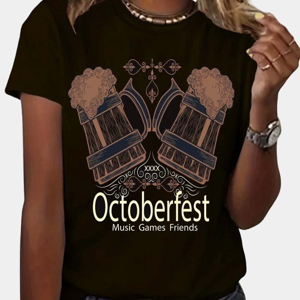 Jinnie - Bedrukt t-shirt met Oktoberfest voor dames