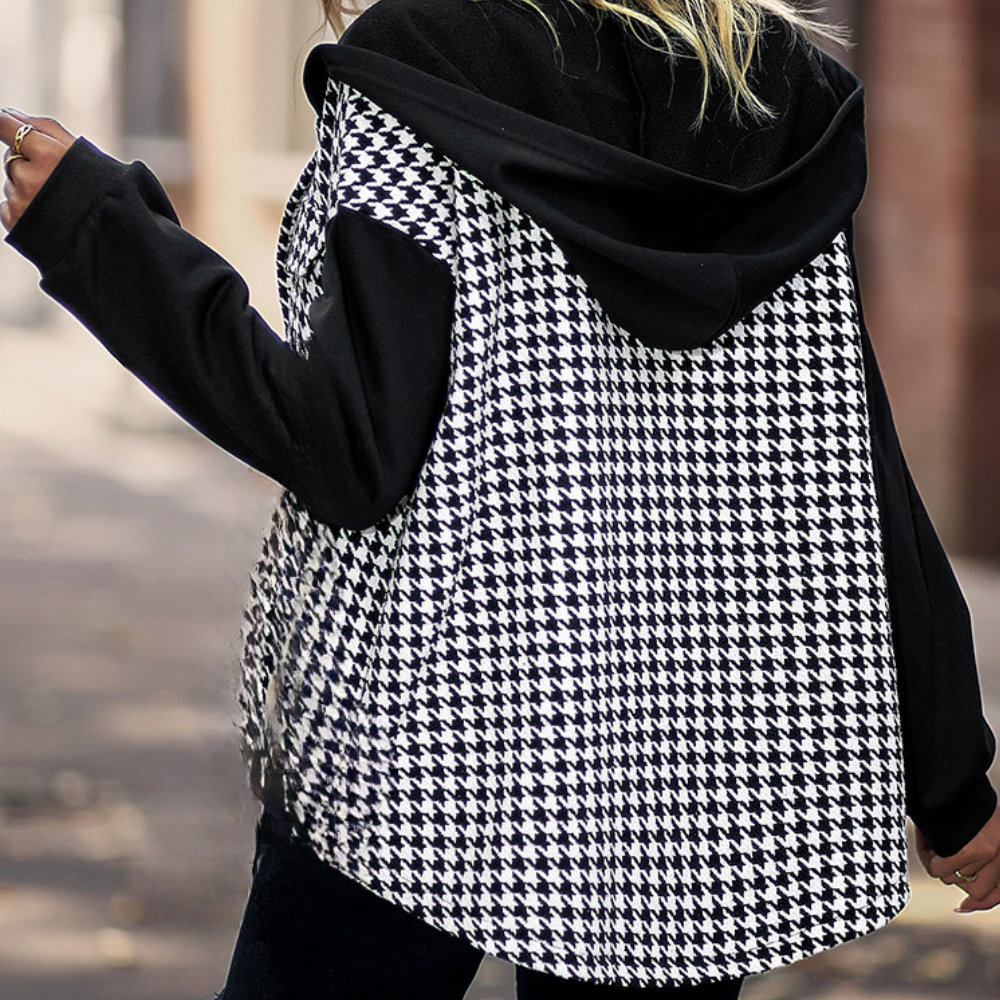 Liliane - Stijlvolle Dames Moderne Houndstooth Hoodie