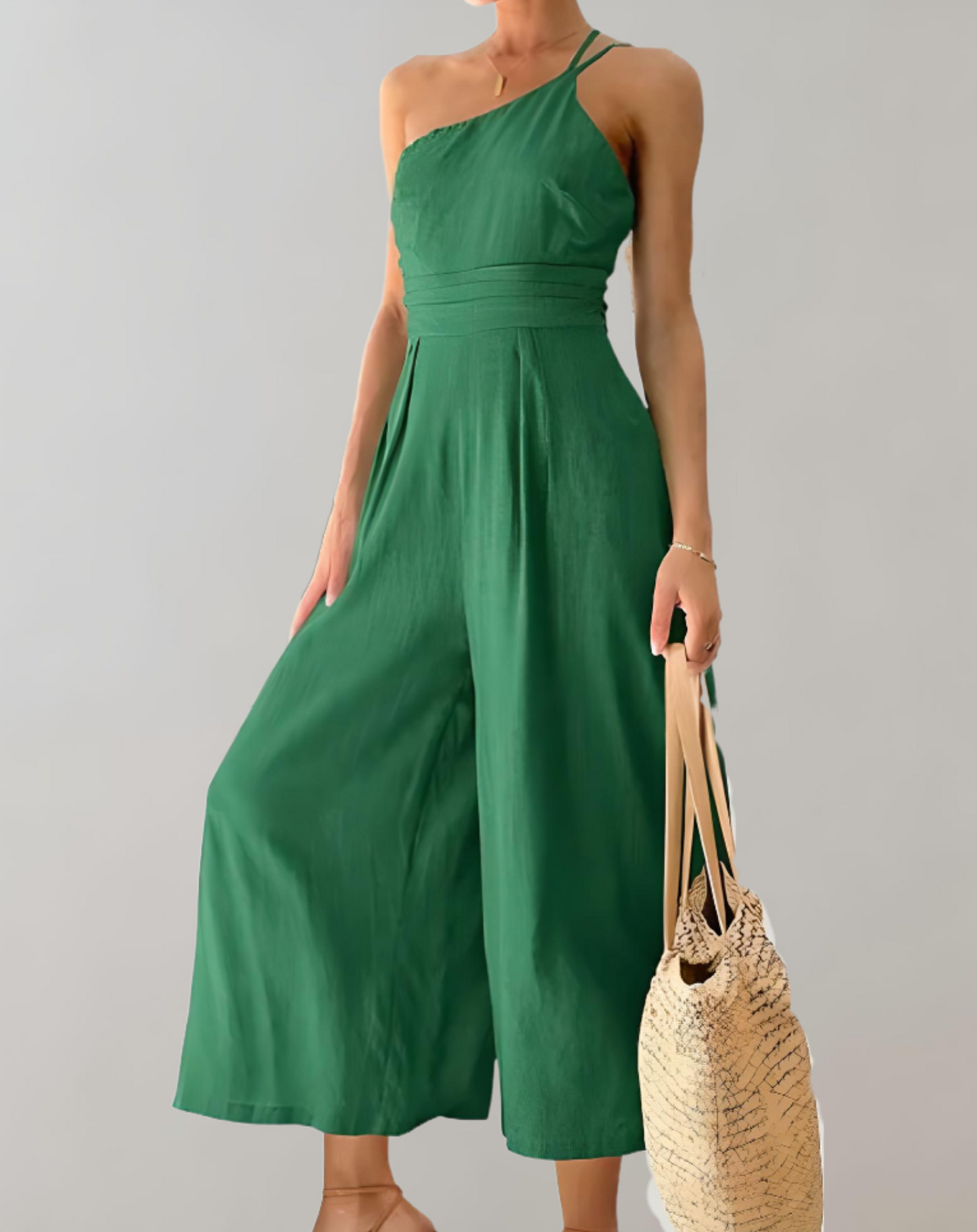 Fleur | elegante jumpsuit met asymmetrische schouderband