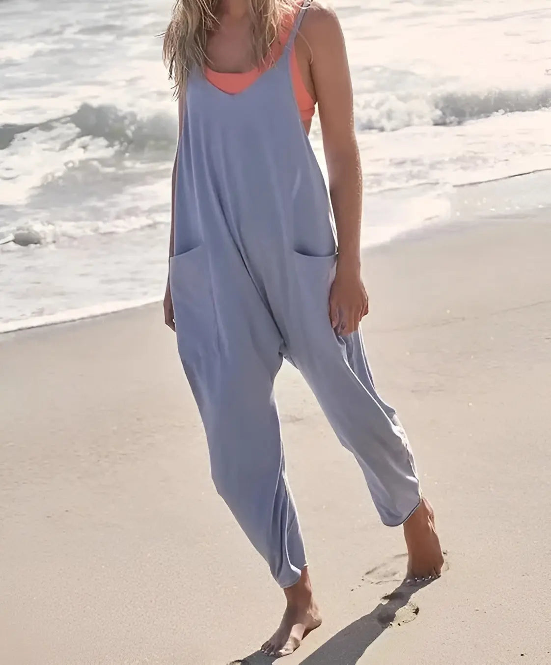 Carla | ademende zomer jumpsuit met wijde pijpen voor dames