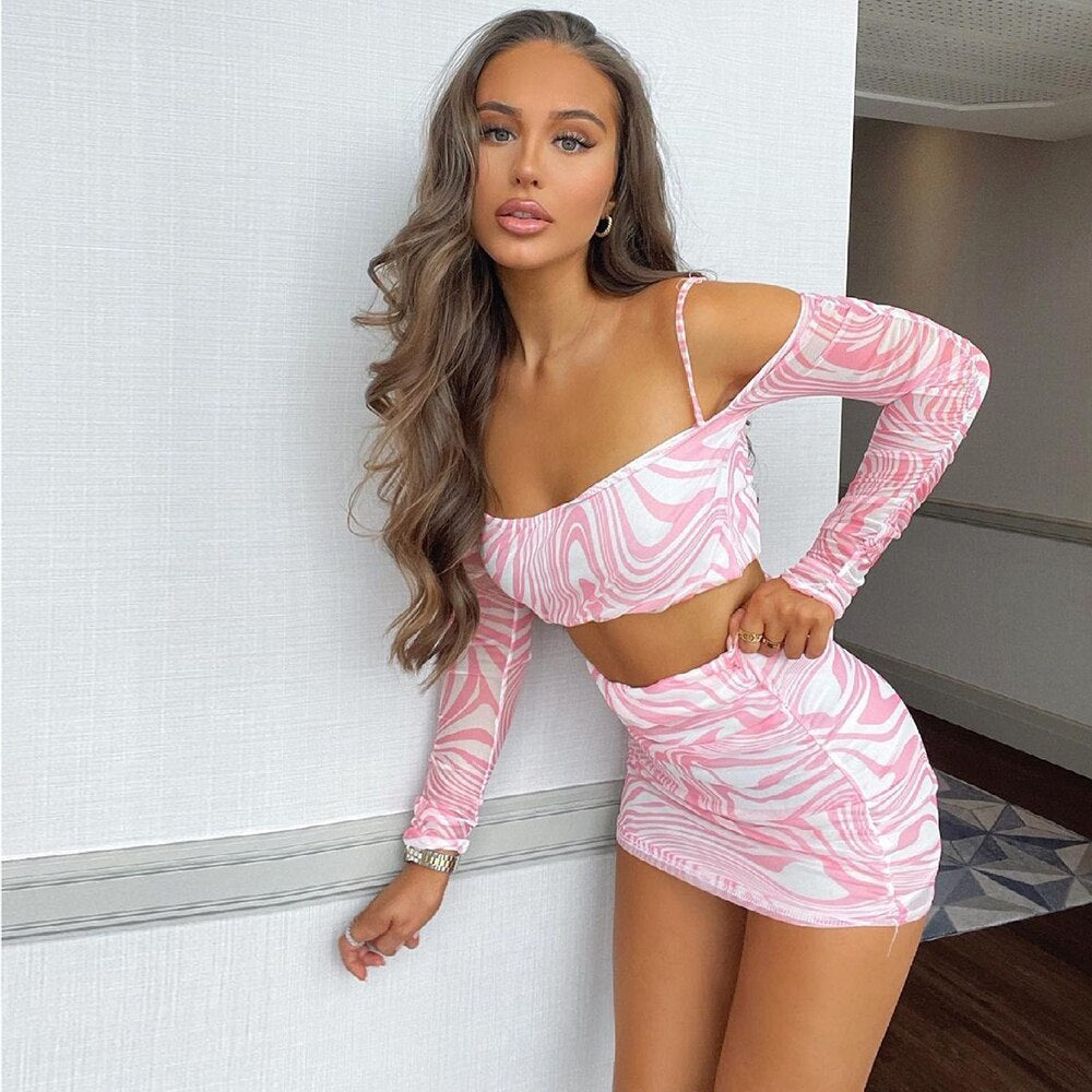 Two piece set roze/ wit