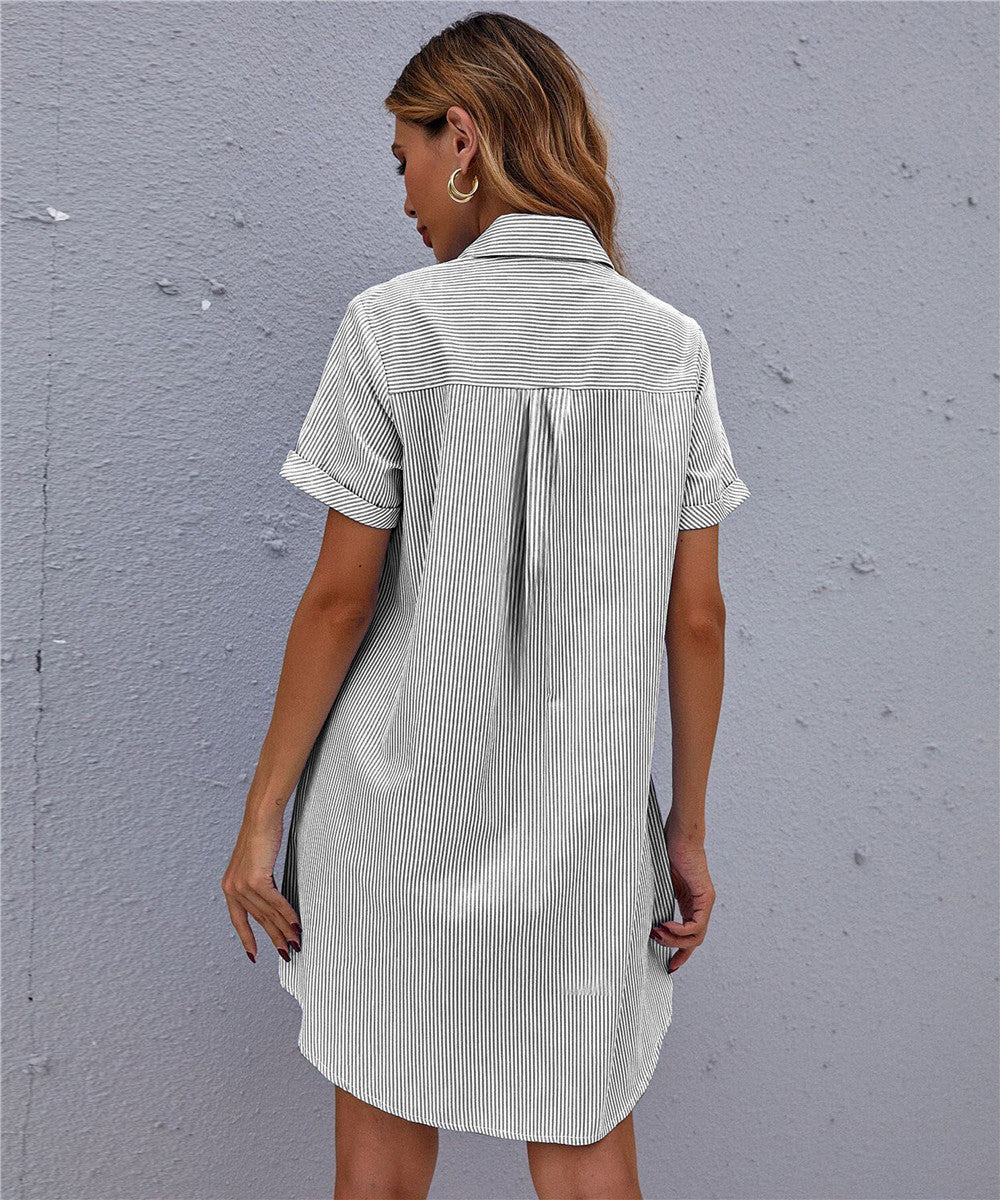 Zwart/wit gestreepte blousejurk