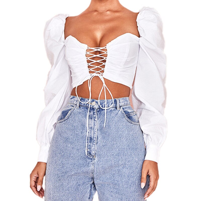 Witte korte top