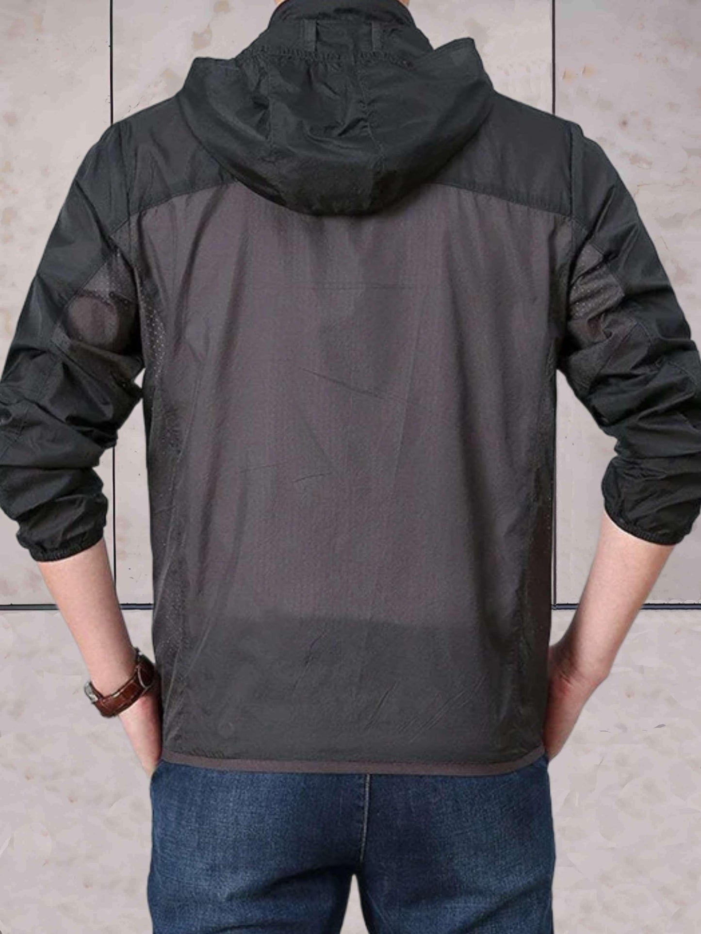 Jessie - 2-kleurig warm en dun sneldrogend jack met capuchon, zakken en ritssluiting