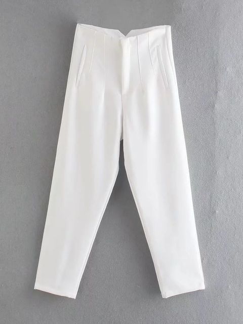 Damesbroek met hoge taille en vlechtwerk