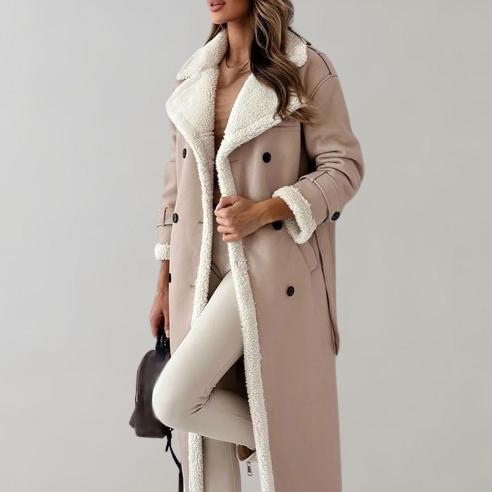 Annele Dekker Mantel | Lange leren winterjas met fleece voering voor dames