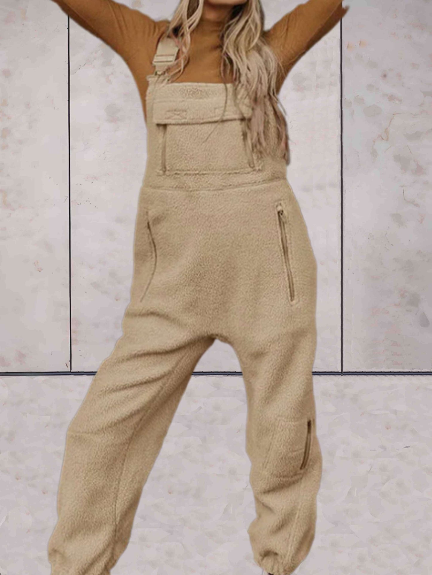 Lilian | Eenvoudige mouwloze fleece jumpsuit met zakken voor dagelijks gebruik