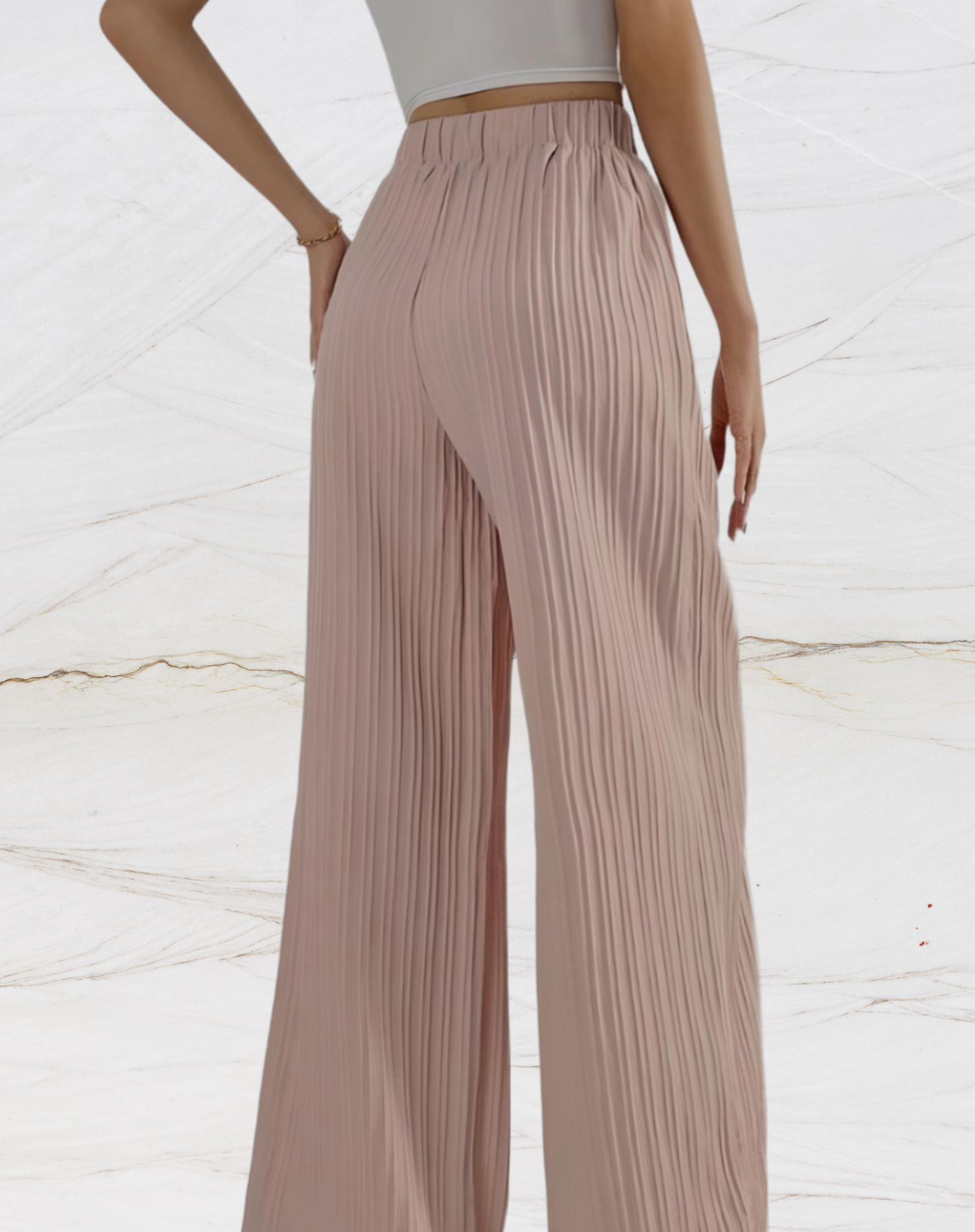 Broek met wijde pijpen en horizontale voering voor dames