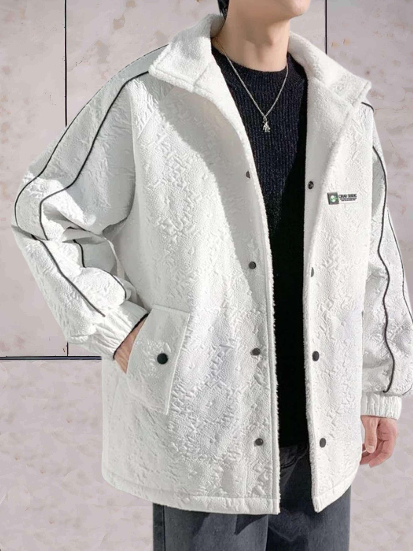 Nathan - warm 2-kleurig fleecejack met zakken en knoopsluiting