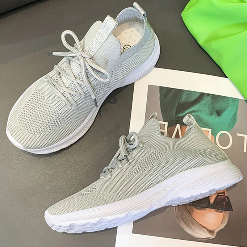 HiSneakers grijze ademende vrouwen sneaker schoenen