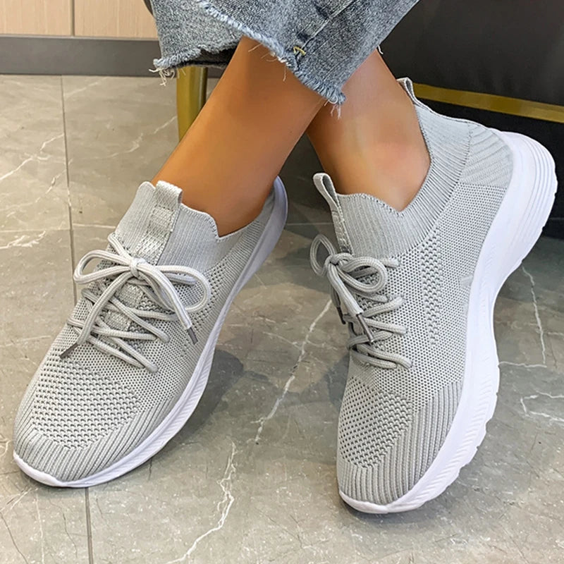 HiSneakers grijze ademende vrouwen sneaker schoenen