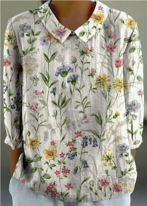 Ardeth - Damesshirt met bloemenprint en retrostijl