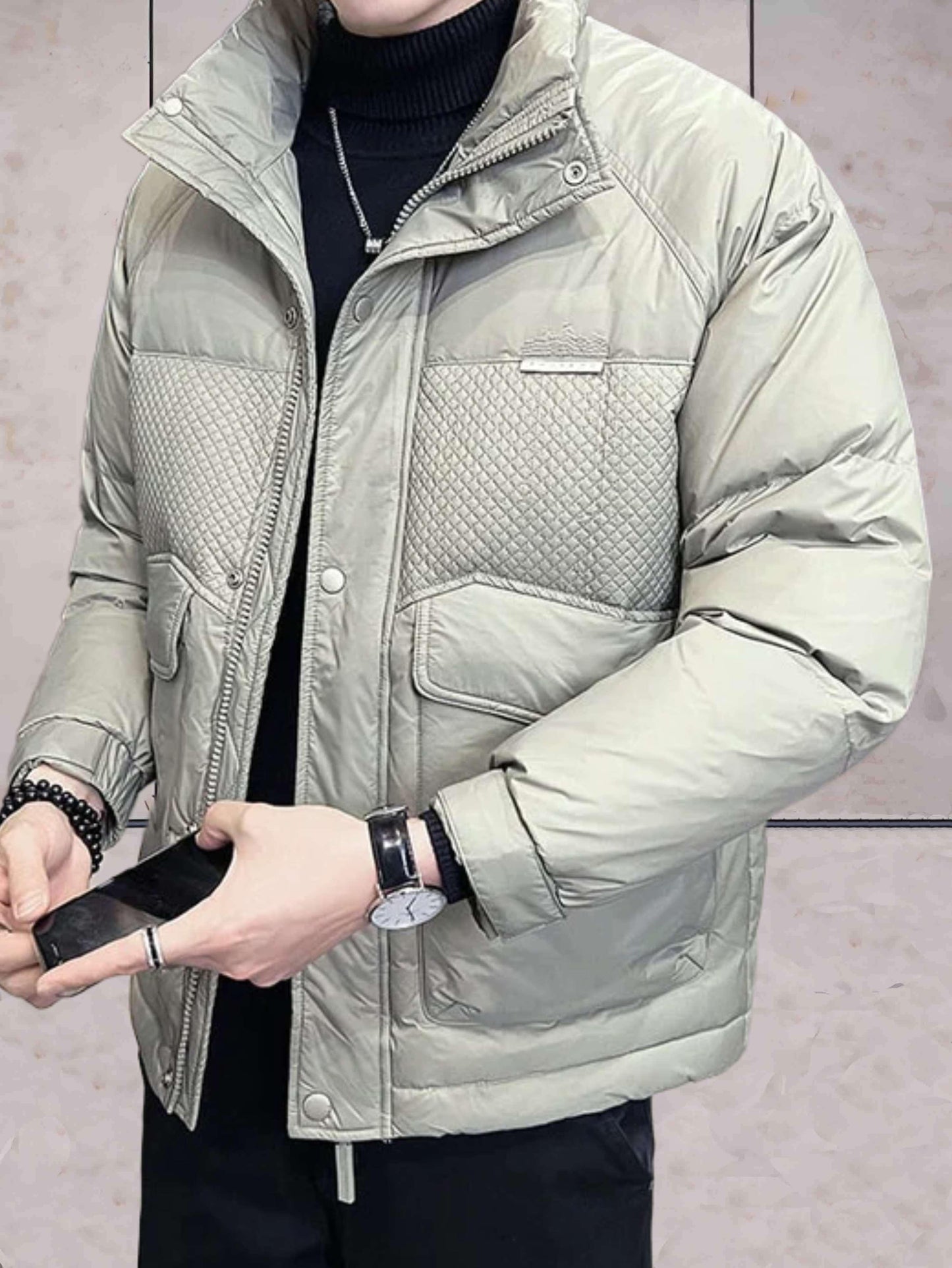 Rody - casual en warm gewatteerd bomberjack met hoge hals, rits en knoopsluiting