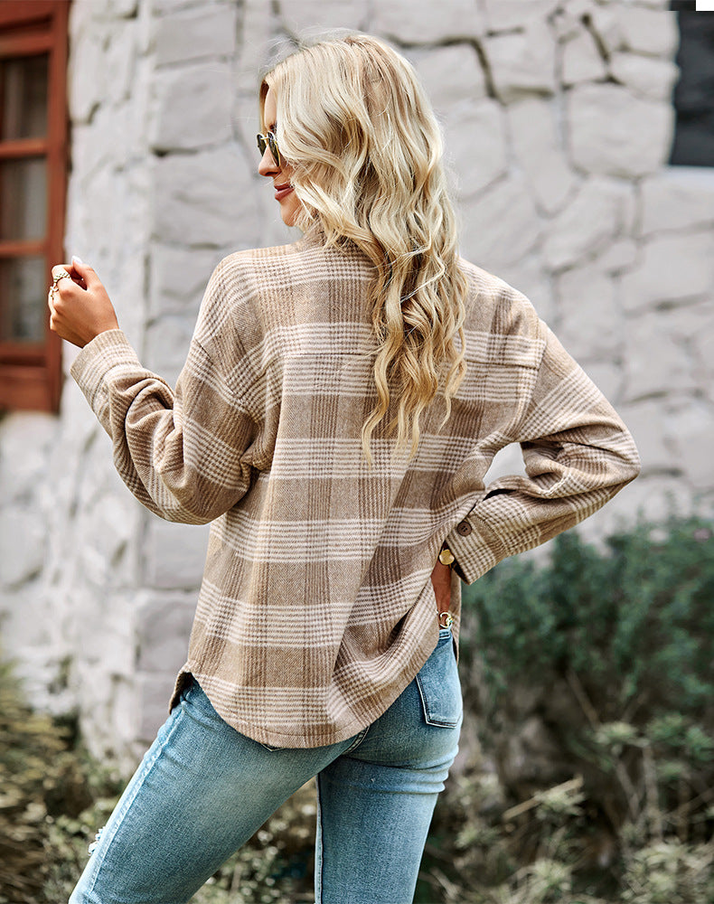 Beige geruit blouse