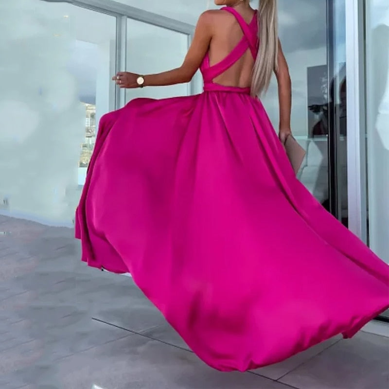 Roze maxi jurk