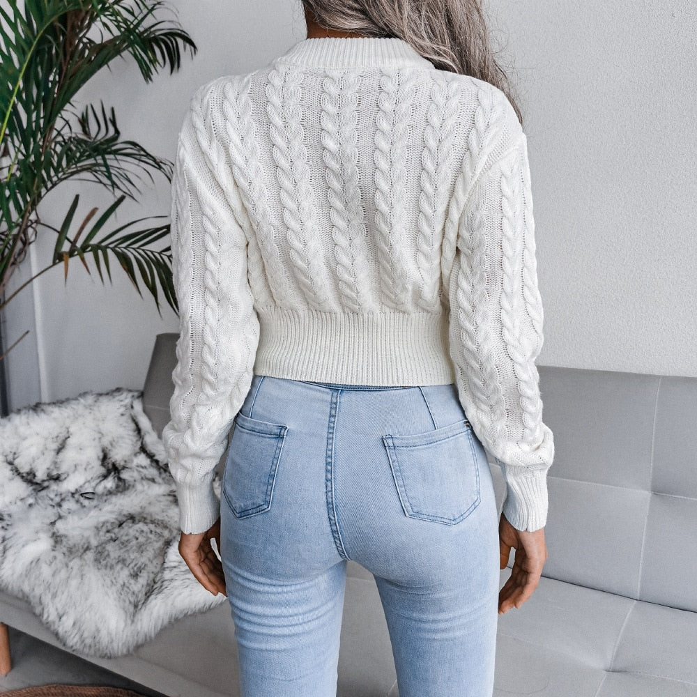 Witte cropped trui met patroon