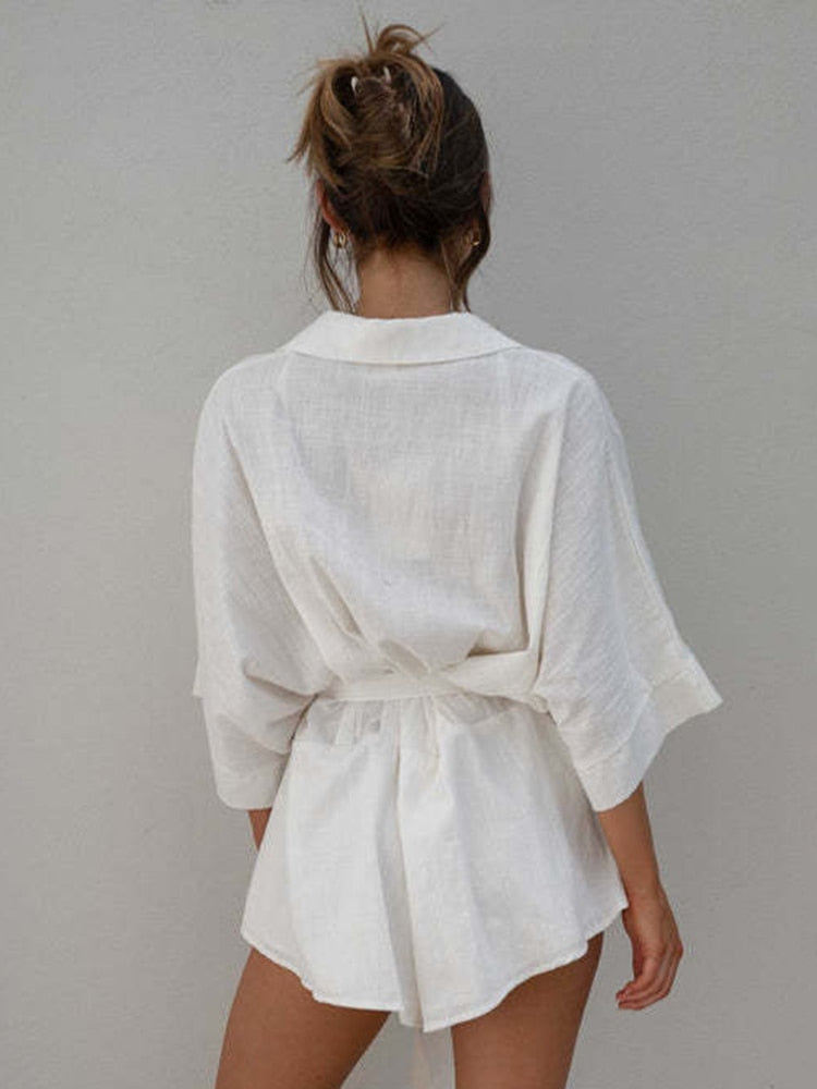 Witte linnen oversized blouse