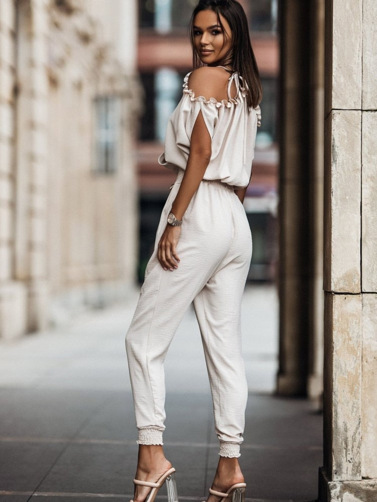 Dahlia | Elegante off shoulder jumpsuit met zakken