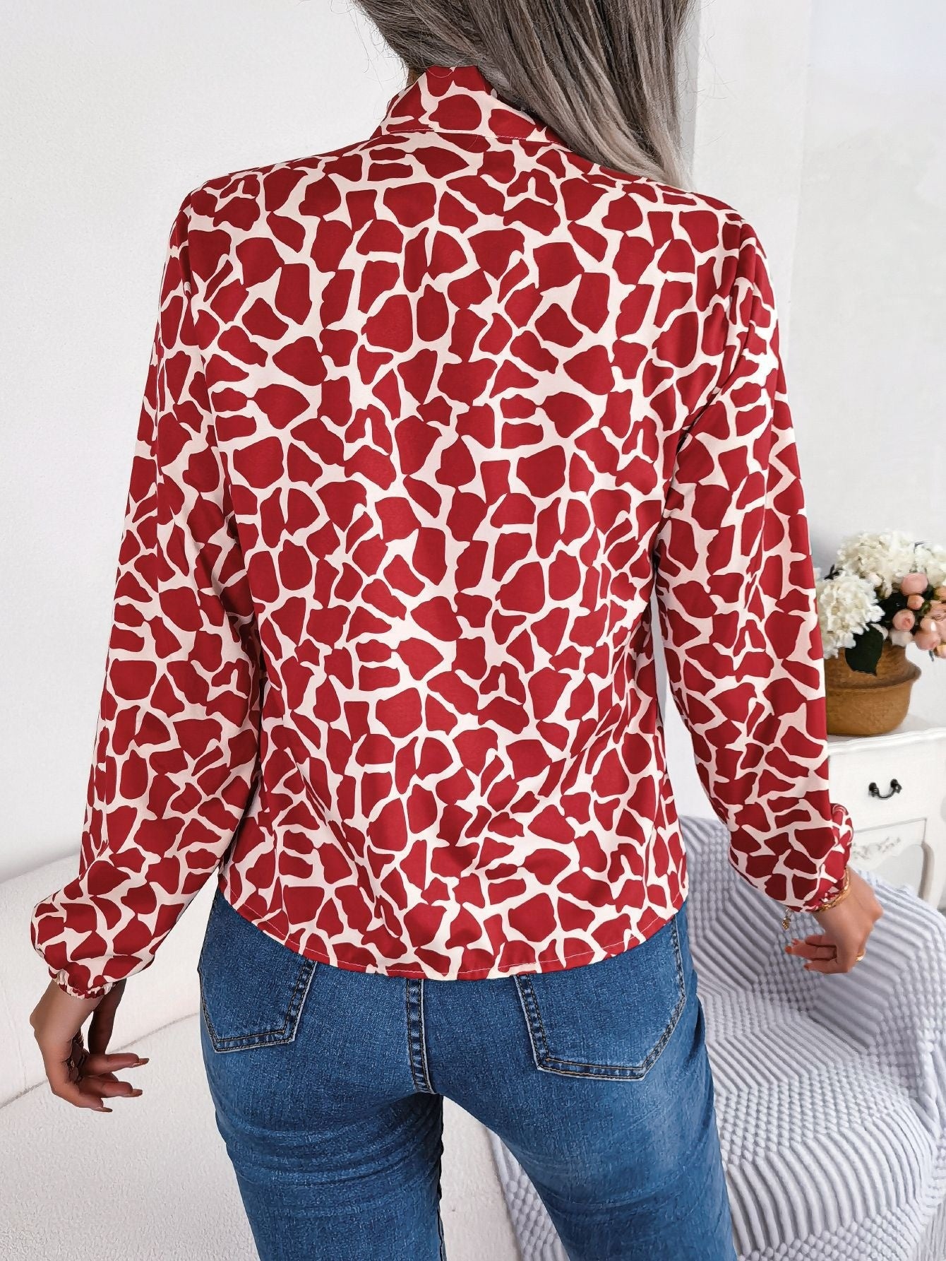 Rood/wit blouse met strik