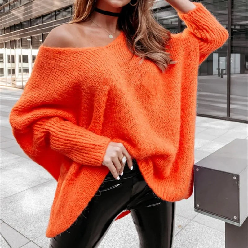 Oversized trui met v-hals