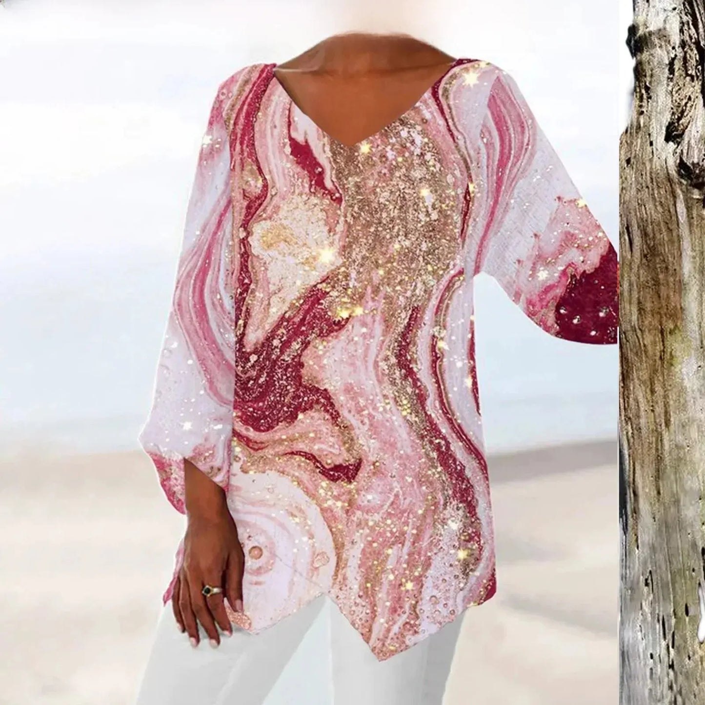 Clementine - Vintage-Top met V-hals